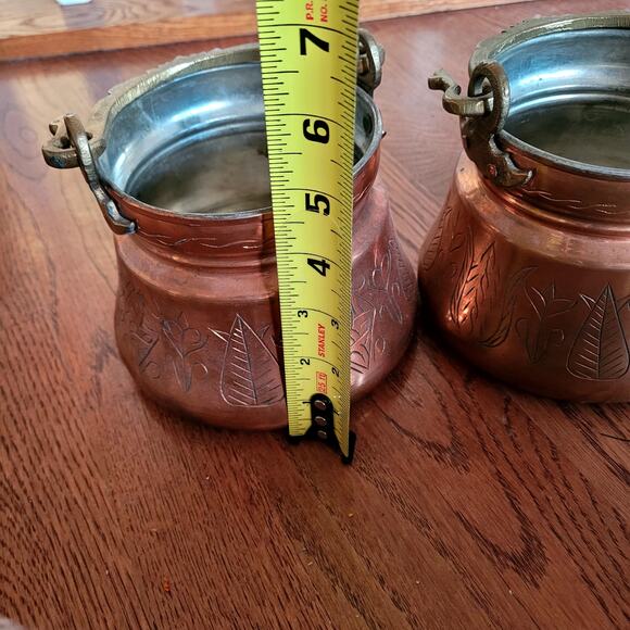 Turkish Etched Copper Bucket Set of 2 - Picture 8 of 9